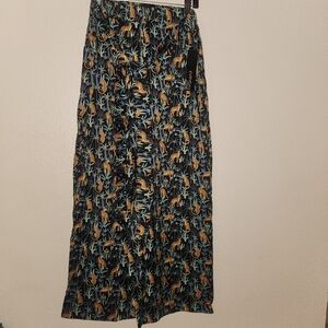 Everyday Jane Wide Leg Tropical Pants with Cheetahs  Large